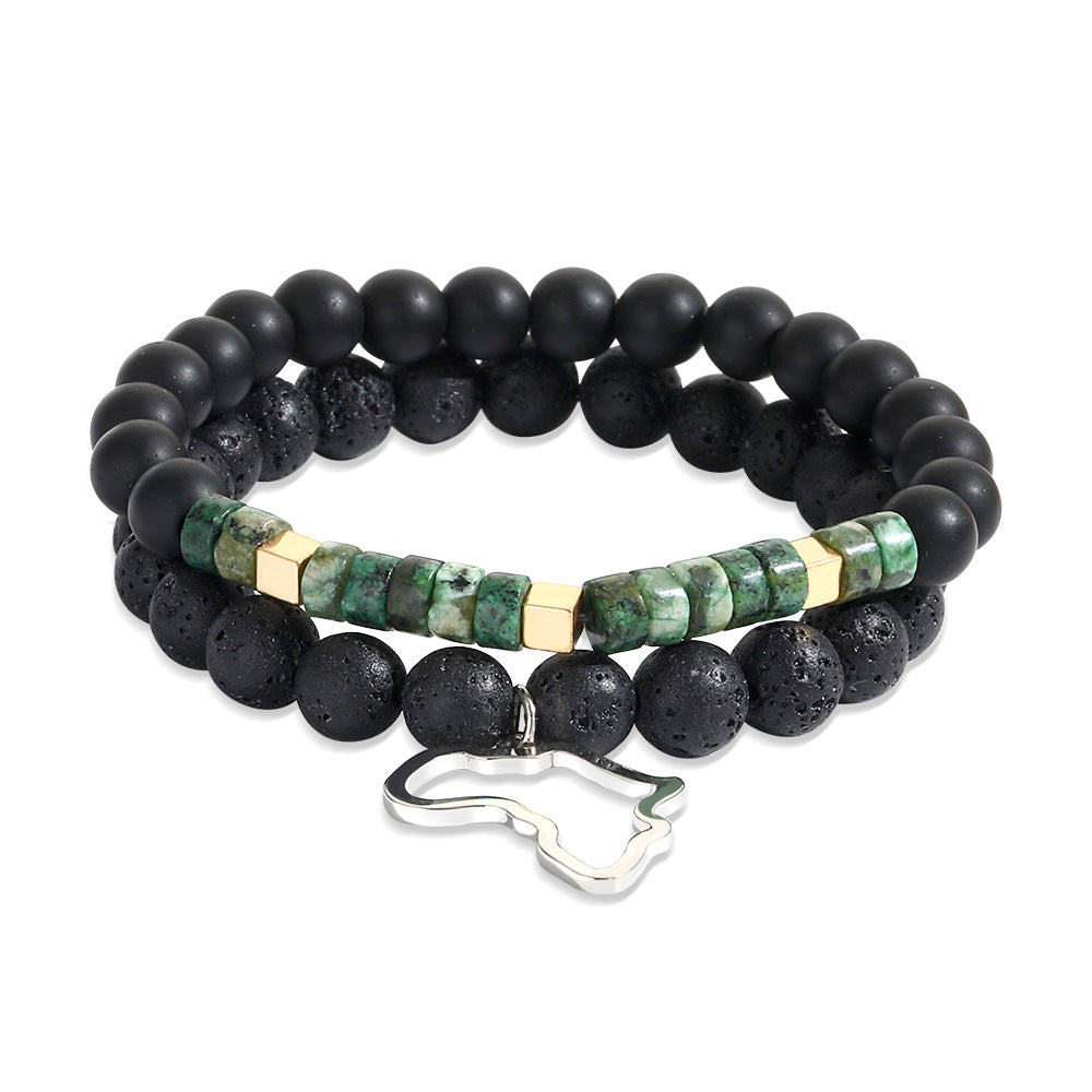 Wholesale New Men's Beaded Cross Bracelet Set